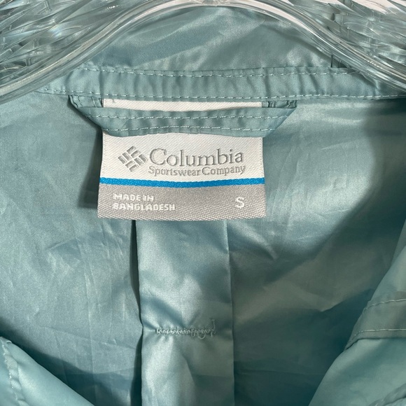 Columbia Blue Teal Black Mesh Windbreaker Zip Up Running Jacket Size Small - Picture 6 of 14